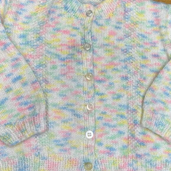 Handmade Knit Baby Pastel Multicolor Button Up Cardigan Sweater Size 3-6 months - Picture 4 of 4